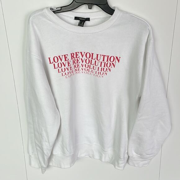 Forever 21 White Basic Love Revolution Pullover Sweatshirt - Picture 1 of 5